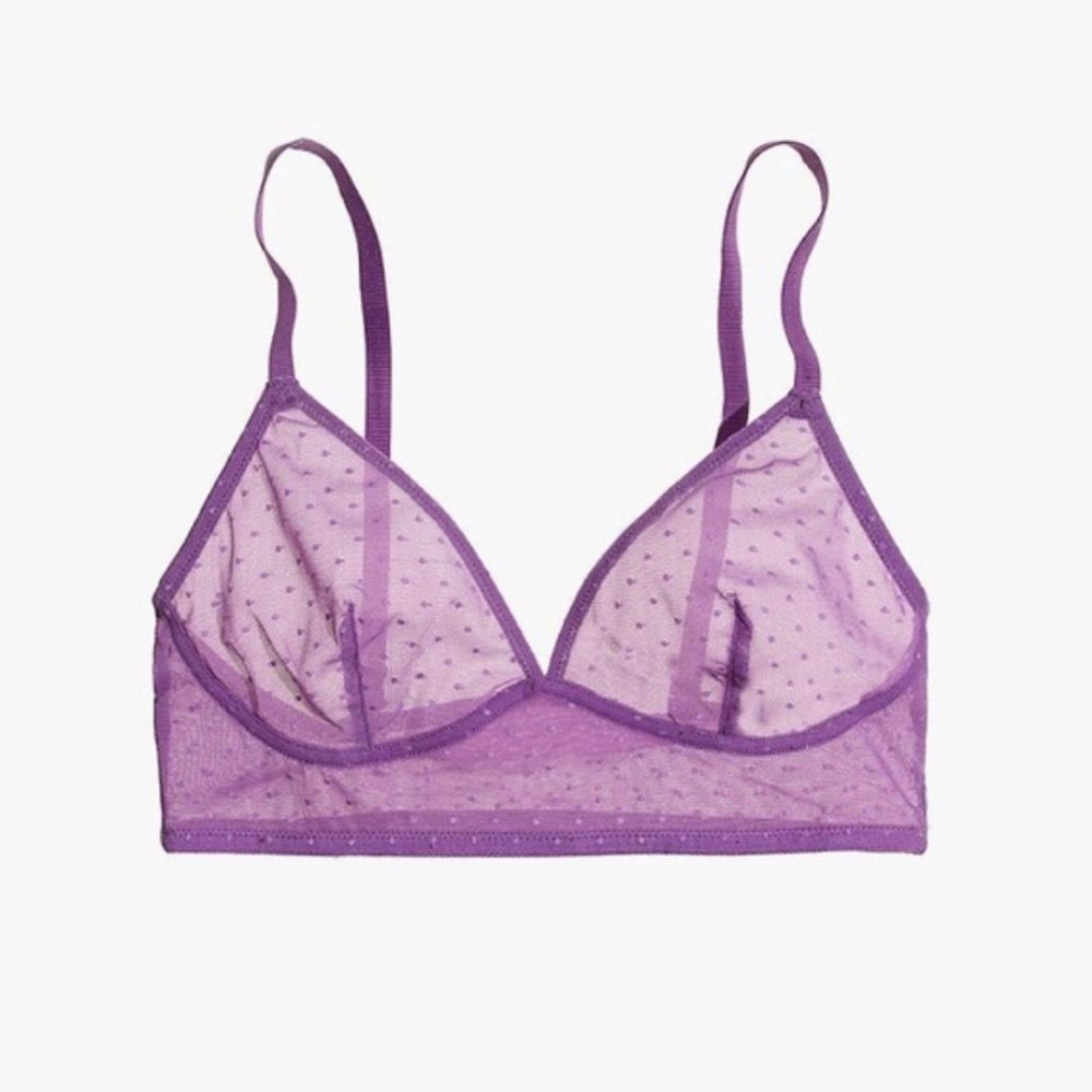 NWT Madewell Purple Swiss-Dot Marisa Bralette L